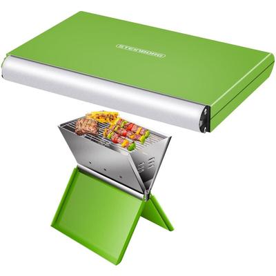 Steinborg - Klappgrill Laptopgrill Campinggrill Blitzschneller Aufbau Hitzebeständiger Rahmen Grün