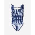 Molo Girls Tie Dye Ruffle Nathalie Swimsuit In Navy Size 14 Yrs