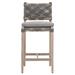 Orient Express Furniture Costa 28" Teak Patio Bar Stool w/ Cushion Wood in Brown/Gray/White | 40 H x 18.5 W x 21.25 D in | Wayfair