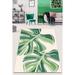 Green/White 59 x 31 x 0.31 in Area Rug - East Urban Home Brentview Floral Machine Made Power Loomed Cotton Area Rug in White/Green Cotton | Wayfair