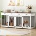 Tucker Murphy Pet™ Large Dog Crate Furniture w/ 4 Drawers & Divider Wood in White | 37.4 H x 86.6 W x 27.6 D in | Wayfair