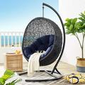 Modway Encase SunbrellaÂ® Swing Outdoor Patio Lounge Chair in Black Navy