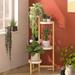 Wisfor 5 Tier Tall Plant Stand Bamboo Corner Plant Flower Shelf for Indoor Outdoor 36.6 inch
