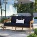 Modway Brisbane Teak Wood Outdoor Patio Loveseat in Natural Navy