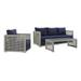 Ergode Aura 3 Piece Outdoor Patio Wicker Rattan Set - Gray Navy