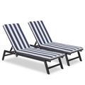 Chaise Lounge Chairs for Outside Outdoor Lounge Chairs Set of 2 All Weather Adjustable Lounge Chair with Cushion for Poolside Backyard Deck Porch Garden Blue Striped