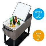 87.5*91*38.5cm 80 Qt Patio Cooler with Wheels for Patio Pool Party Rolling Cooler Cart Ice Chest with Shelf Bottle Opener