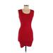 Express Casual Dress - Bodycon Scoop Neck Sleeveless: Red Print Dresses - Women's Size X-Small