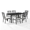 Crosley Furniture Chambers 7-Piece Steel Metal Outdoor Dining Set in Cream/Black