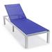LeisureMod Marlin Patio Chaise Lounge Chair Poolside Outdoor Chaise Lounge Chairs for Patio Lawn and Garden Modern White Aluminum Suntan Chair with Sling Chaise Lounge Chair (Navy Blue)