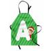 Christmas Alphabet Apron Holiday Themed Illustration of a Santa Girl Hugging Letter A Unisex Kitchen Bib with Adjustable Neck for Cooking Gardening Adult Size Green Dark Coral White by Ambesonne