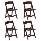 TentandTable Solid Resin Folding Chairs Mahogany 4 Pack