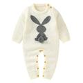 0-24M Cute Infant Baby Girls Boys Knitted Romper Rabbit Snowsuit Bodysuit Overalls for Toddler Fall Winter