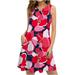 WQJNWEQ Clearance Sundresses For Women Summer Dresses For Women Beach Floral Tshirt Sundress Casual Pockets Boho Tank Dress