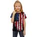 American Flags For Children Toddler 3D Graphic Printed Tees Boys Girls Novelty Short Sleeve T Shirts Unisex Casual Girls Short Sleeve Kids Casual Soft Blouse 4Th Of July Tops Shirt Blue 110