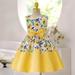 WQJNWEQ Dresses For Women Clearance Toddler Girls Net Yarn Flowers Print Bow Ruffles Birthday Party Gown Long Dresses