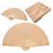 Set of 12 Wood Folding Fan w/ Gift Bag for Wedding Party Decor / Wood Fan for Brides / Table Setting / Wedding Favor