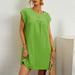 WQJNWEQ Clearance Sundresses For Women Women S Summer Loose Dress Sleeveless Round Neck Solid Cotton Hemp Short Dress