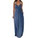 Giligiliso Clearance Summer Dresses For Women 2023 Summer Dresses For Women Casual Boho Solid Color Hoop Sling Beach Long Maxi Dress With Pockets