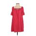 Max Studio Casual Dress - A-Line Square Short sleeves: Red Print Dresses - Women's Size Small