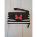 Disney Bags | Disney Parks Minnie Mouse Red Bow Clutch Wallet Wristlet Black White Stripe | Color: Black/White | Size: Os