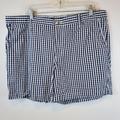 Columbia Shorts | Columbia Pfg Fishing Blue Gingham Checks Flat Front Chino Shorts Size 38 Mens | Color: Blue/White | Size: 38