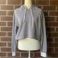 American Eagle Outfitters Tops | American Eagle Striped Crop Hoodie | Color: Black/White | Size: M