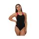 Speedo Womenss Plastisol Laneback Swimsuit in Black Red - Size 8 UK