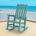 Winston Porter Joyceann Rocking Chair Plastic Single Rocking Chairs All-Weather Resin Lounge Chair for Patio Plastic in Blue | Wayfair