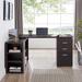 Latitude Run® Mabell 60" L Shaped Desk, Corner Desk, Home Office Computer Desk w/ Storage Drawers, Shelves in Black | 30 H x 24 W x 60 D in | Wayfair