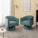 Barrel Chair - Willa Arlo™ Interiors Murrow 28 inches Wide Tufted Swivel Barrel Chair Wood/Velvet/Fabric in Blue | 30 H x 28 W x 27 D in | Wayfair