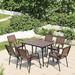 Wildon Home® Grosvenor Rectangular 6 - Person Aluminum Outdoor Dining Set Wood/Plastic/Metal in Brown | 47.24 W x 27.56 D in | Wayfair