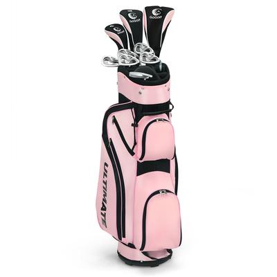 Set 10 Pieces Golf Clubs Set includes Alloy Driver Red/Black/Pink