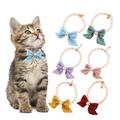 Wirlsweal Pet Necklace Adjustable Bright Color Lobster Clasp Design Allergy Free Easy-wearing Show Unique Charm Resin Imitation Pearl Pet Cat Bow-knot Necklace Pet Supplies