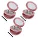 HOMEMAXS 3Pcs Five Grids Empty Eyeshadow Compact Lipstick Box Compact Powder Container with Lip Brushes and Mirror Pink