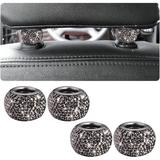 4 Pack Car Headrest Collars Car Head Rest Collars Rings Decor Rhinestone Car Head Rest Collars Diamond Interior Car Seat Accessory Crystal Decoration Charms for Car SUV Truck (Bright Black)