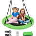 OLAKIDS 660lbs 40 Inch Saucer Tree Swing with Pillow Handle Adjustable Hanging Rope Round Flying Swing Seat for Kids Outdoor Round Platform Swing for Backyard Playground