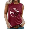 KI-8jcuD Women S Tanks Tops Independent Station European and American Style Sleeveless Vest Women S Clothing Baseball Printed T Shirt Loose Casual Rou WineXXL