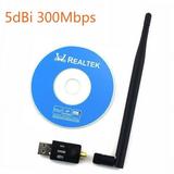 300Mbps 5dBi USB WiFi Adapter Mini Dongle External Wireless Lan Network Card for Win 7 8 10 Pc Computer