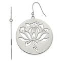 Stainless Steel Polished Flower Cut out Dangle Shepherd Hook Earrings