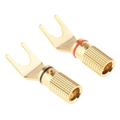 2Pieces Copper Speaker Banana Spade Plug Screw Type Gold Plated Connector