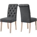 Subrtex Upholstered Parsons Chair Linen Fabric Dining Chair (Set of 2 Dark Gray)