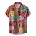 iOPQO mens dress shirts Men s Printed Casual Plus Size Floral Short-Sleeved Shirt dress shirts for men Red + XL