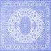 Ahgly Company Indoor Square Medallion Blue Traditional Area Rugs 7 Square