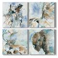 Wexford Home Watercolor Wild Animal Canvas Prints Wall Art Nursery DÃ©cor for Kids Room Office Room Farmhouse Set of 4 (24 x24 each)