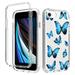 Mantto iPhone 7 Case iPhone 8 Case iPhone SE 2020 Case Full Body Patterned Bumper [Screen Protector Film] Shock Proof edges Hybrid Back Silicone Rubber TPU Case for iPhone 7/8/SE 2020 - Butterfly