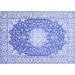 Ahgly Company Indoor Rectangle Medallion Blue Traditional Area Rugs 2 x 5