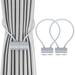 Deluxe Magnetic Curtain Tiebacks with Unique Wooden Balls 2 pcs Curtain Decorative Drapery Holdbacks Rope Holder for Home Kitchen Office Window Sheer Blackout Drapes Tiebacks Silver Gray