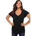 Plus Size Women's Flutter-Sleeve Sweetheart Ultimate Tee by Roaman's in Black (Size 42/44) Long T-Shirt Top