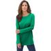 Plus Size Women's Long-Sleeve Crewneck Ultimate Tee by Roaman's in Tropical Emerald (Size S) Shirt